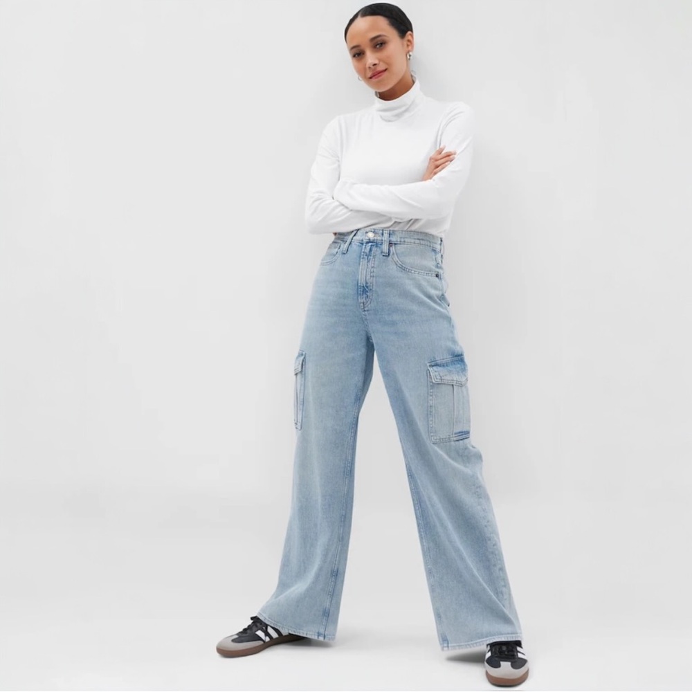 GAP High Waist Wide Leg Cargo Jeans NWT 28/6 Regular